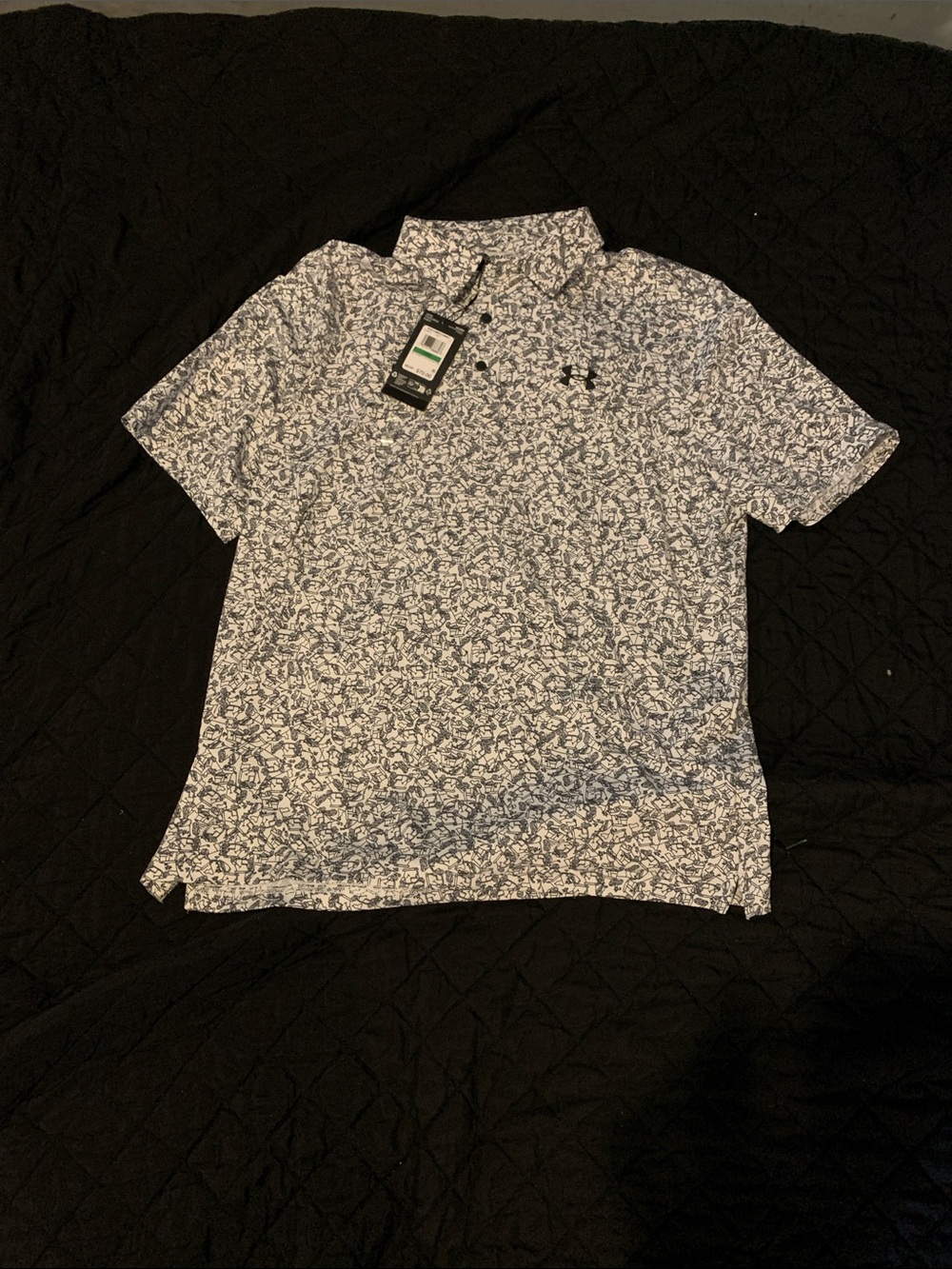 Under Armour Navy & White Abstract Print Polo
